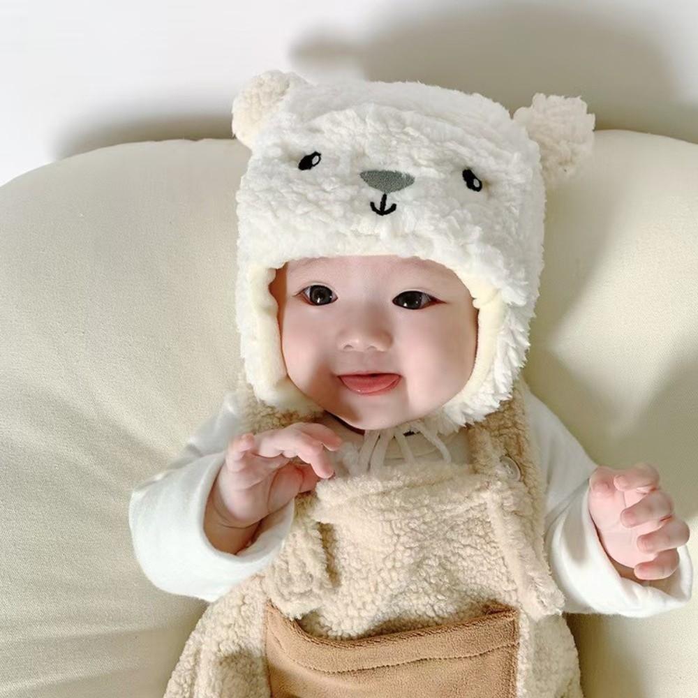 Lamb Fleece Kids Earmuffs Cap Plush Lined Bear Beanie Cap New Baby Cap