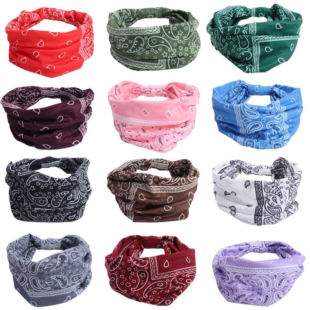 

Cashew Print Boho Knot Turbans Headwrap Wide Edge Floral Bandanas Headband Yoga Headband Sports рожевий