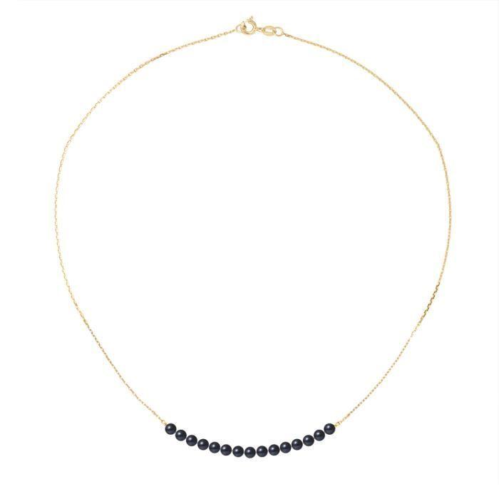 Collana - Perlinea - Perle di Coltura d'Acqua Dolce AAA+ - Nera - Oro Giallo - 42 cm