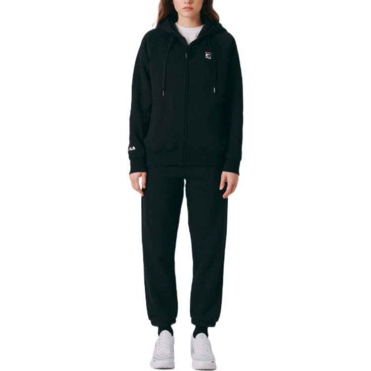 FILA Knitted Sweatpants Unisex Black Moderate Cuffed Pants FS2FPE4101X-BLK