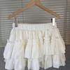 Sweet White Puffy Lace Ballet Skirt - Petite, High Waist, Elastic Waistband