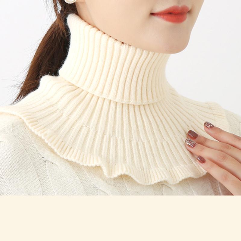 Winter Scarf Women's Coldproof Warm Knitted Neck Scarf Women's Fake Collar Red Scarf