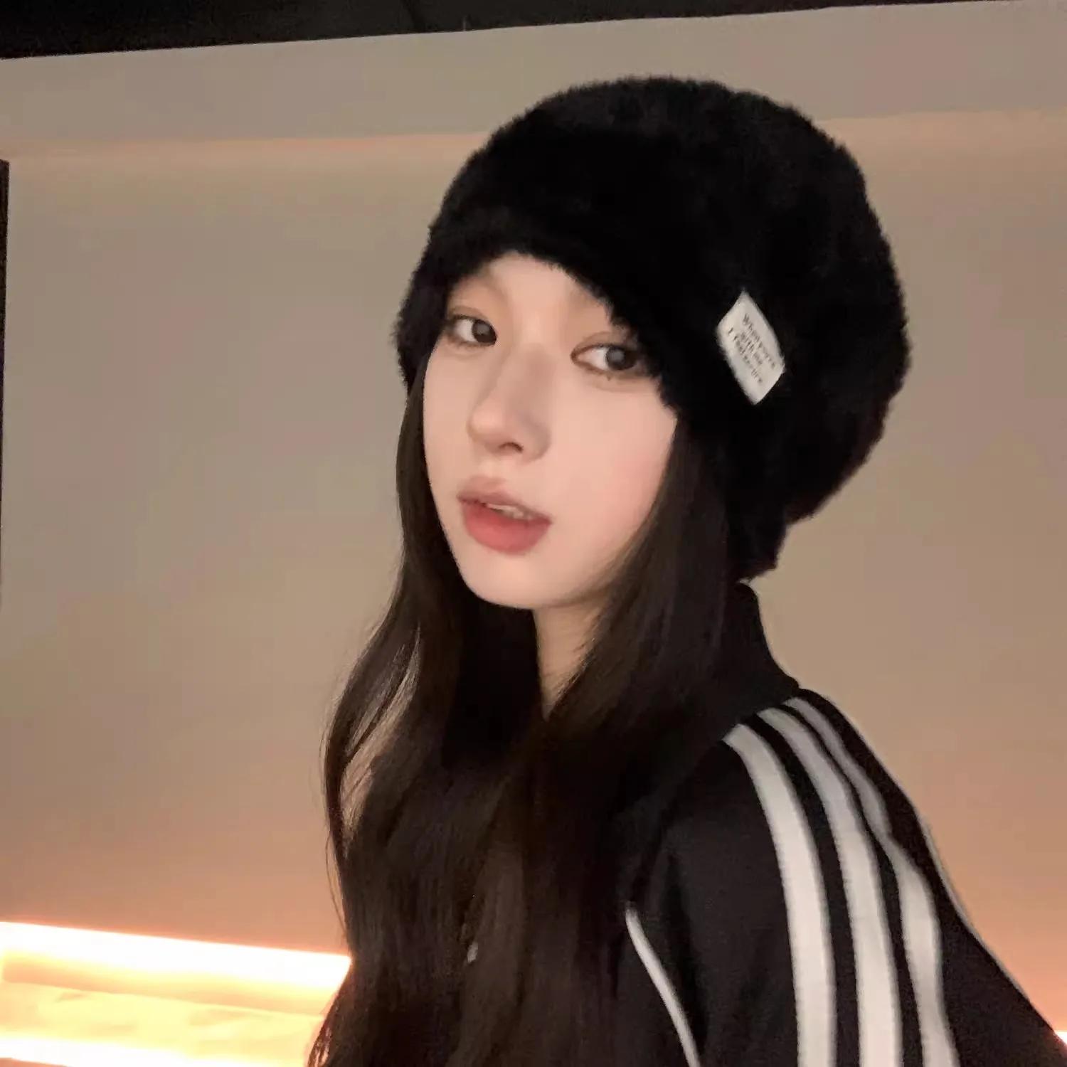 

Модные женские плюшевые шапки-бини, зимние теплые однотонные мешковатые флисовые шерстяные шапки-скелеты, уличные утепленные шапки для женщин Gorros