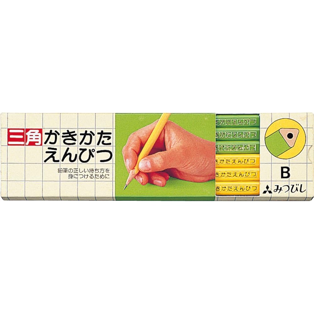 Mitsubishi Pencils, Pencils, Triangular Pencils, B, Yellow, Green, 12 Pcs, Pack of 12 K4563B