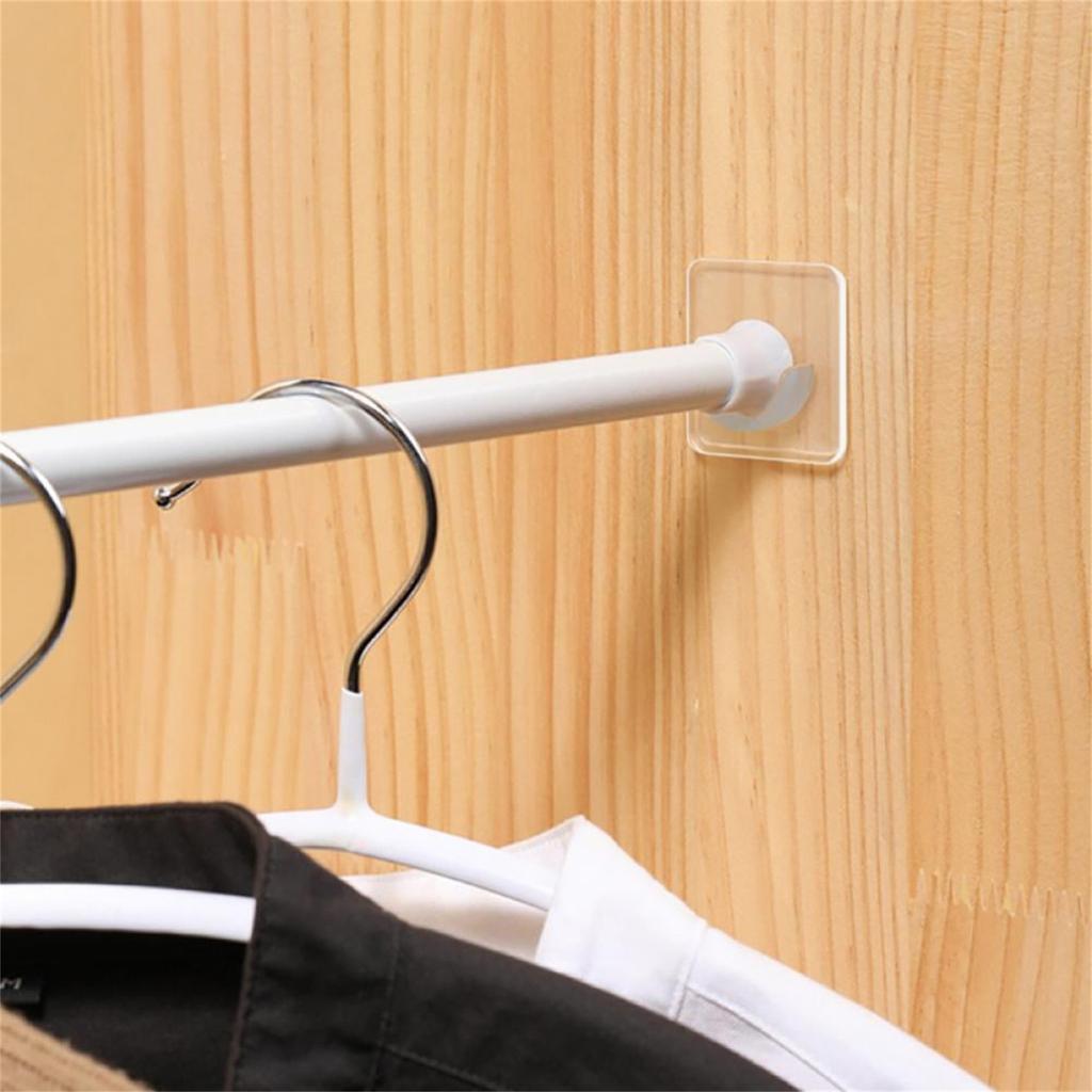 Transparent Shower Rod Tension Holder, No Drilling Stick On, Wall Mount Holder For Shower Curtain Rod