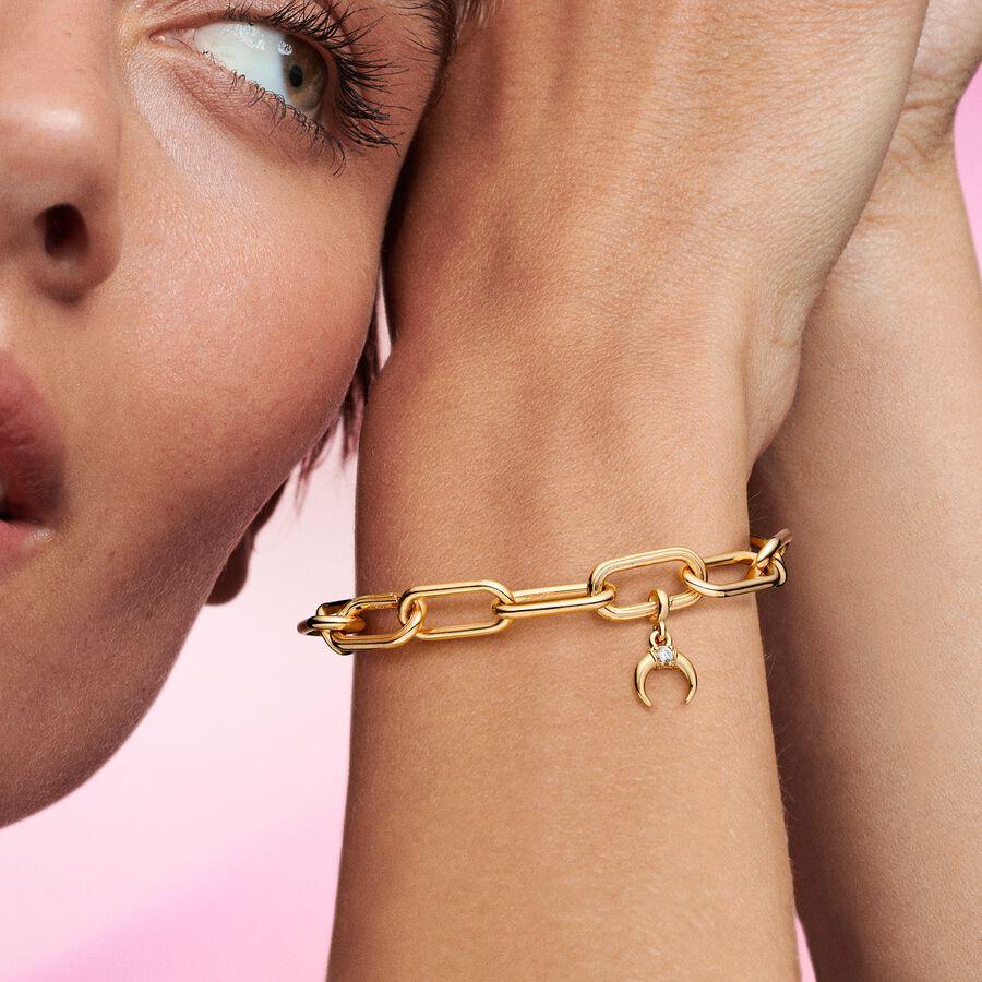 Fit Original Bracelet Mini Dangle Me Series Copper Me Chained Hearts Mini Red Heart-Shaped Zircon Charm Trinket