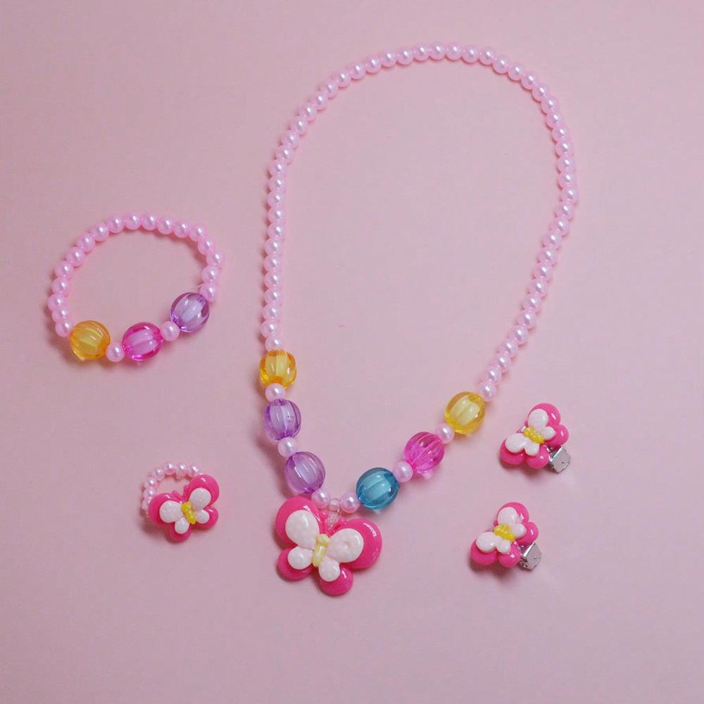 Children's Cartoon Necklace Set: Dopamine Pendant & Ring Holiday Gift