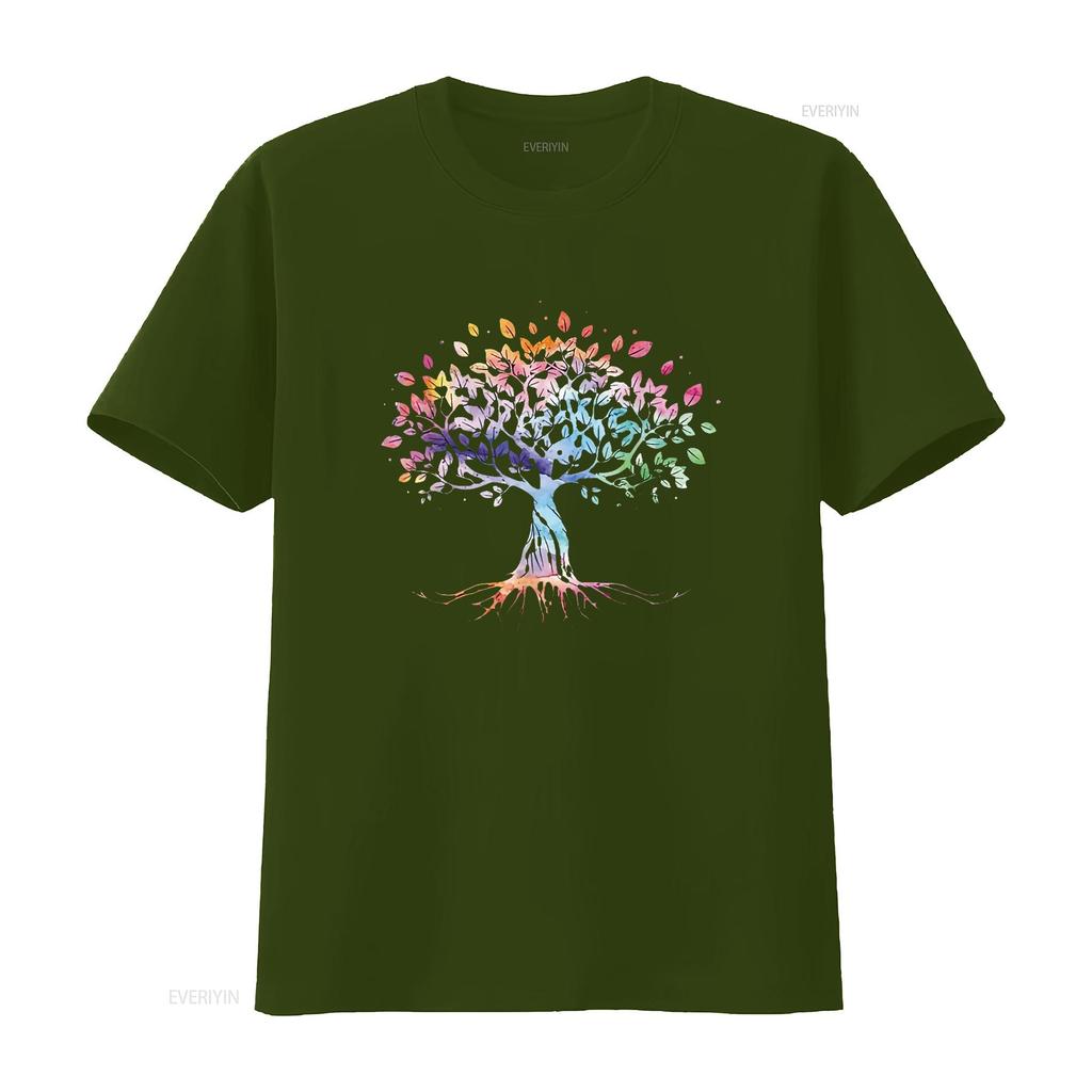 Mens Colorful Life Is Really Good Vintage Unique Tree Art T Shirt Black Medium vintage Washed Comfortable Slightly Casual