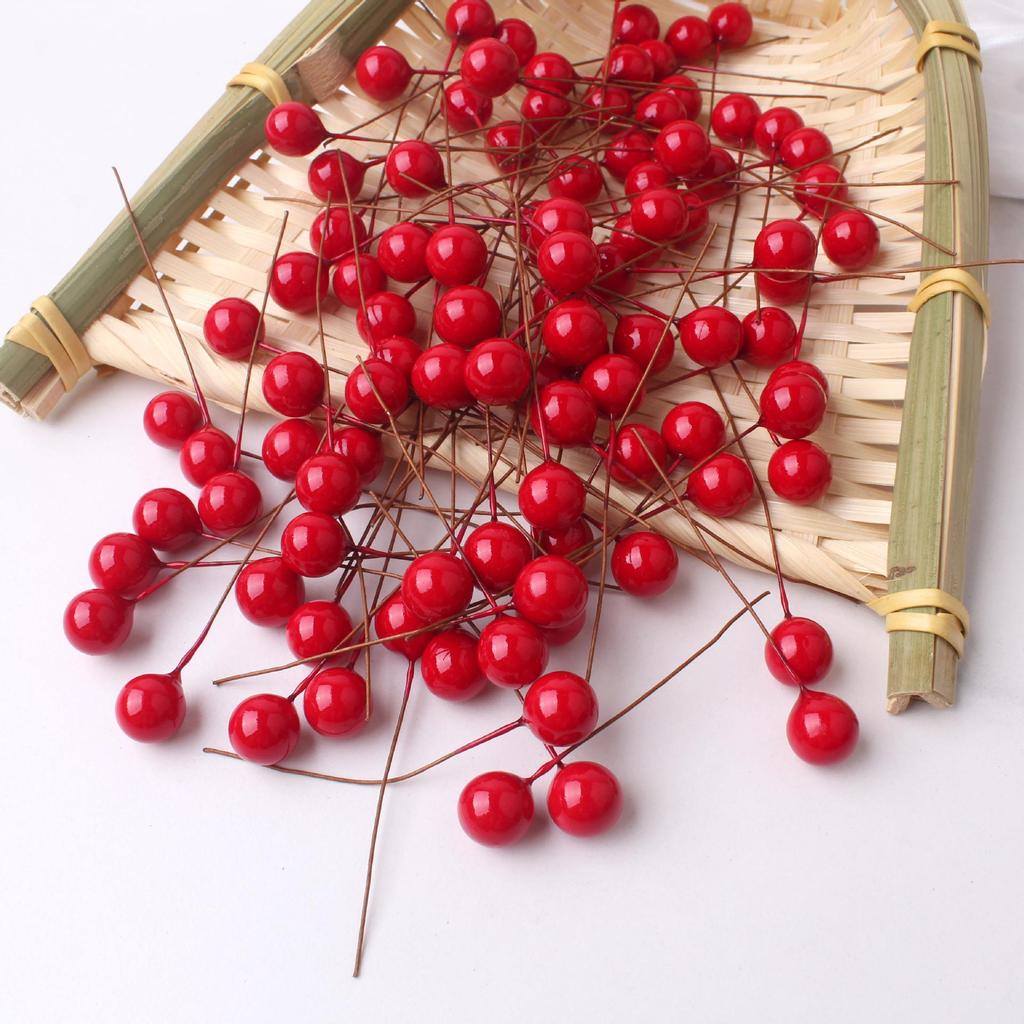 Handmade Christmas Red Berry Foam Ornaments - Decorative Accessories