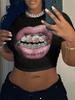 2026 New Arrival European & American Style Sexy Lips Print Slim Fit Cropped O-Neck Short Sleeve Women's T-shirt