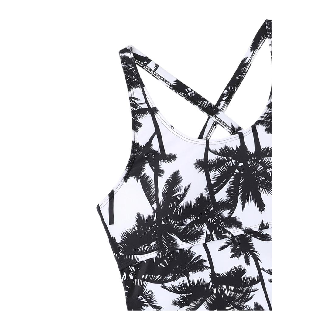 Women's  Conservative Printed Shorts Two-Piece Swimsuit