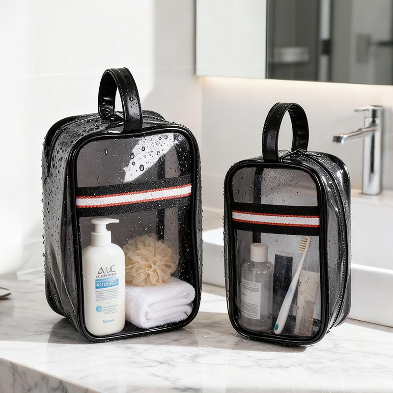 Portable Transparent PVC Makeup Bag - Large Capacity Skincare and Lipstick Storage