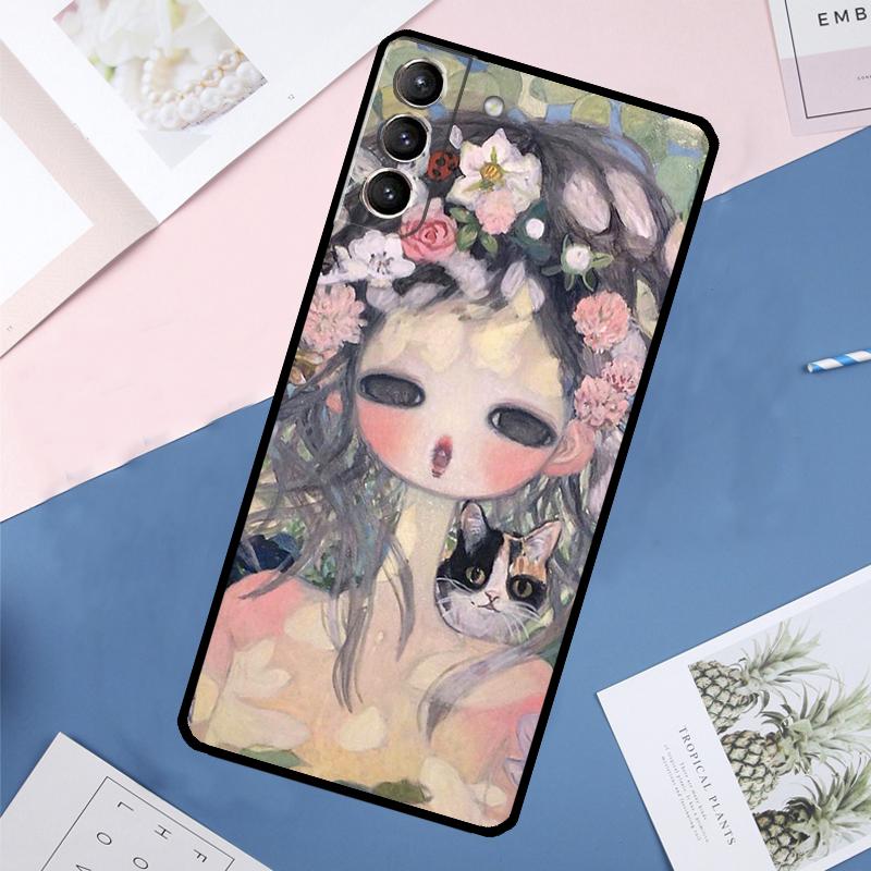 Cartoon Aesthetic Aya Takano Case For Samsung Galaxy S25 Ultra S24 S23 S22 S21 Ultra S9 S10 Plus S23 FE S25 FE Back Cover