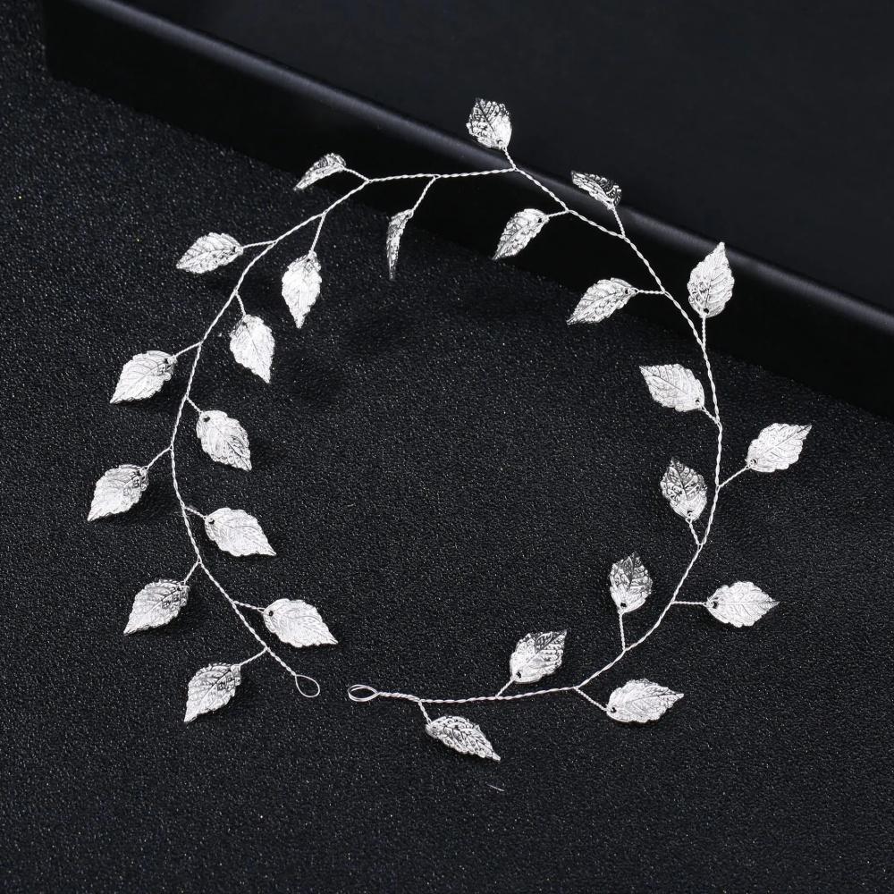 Vintage Bridal Leaf Pearls Vine Headband Wedding Bide Hair Bands Fashion Handmade Hairbands Tiara Woman Hair Accessories