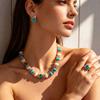 Versatile Ring Earrings Light Luxury High Sense Diamond-encrusted Opal Niche Necklace Set