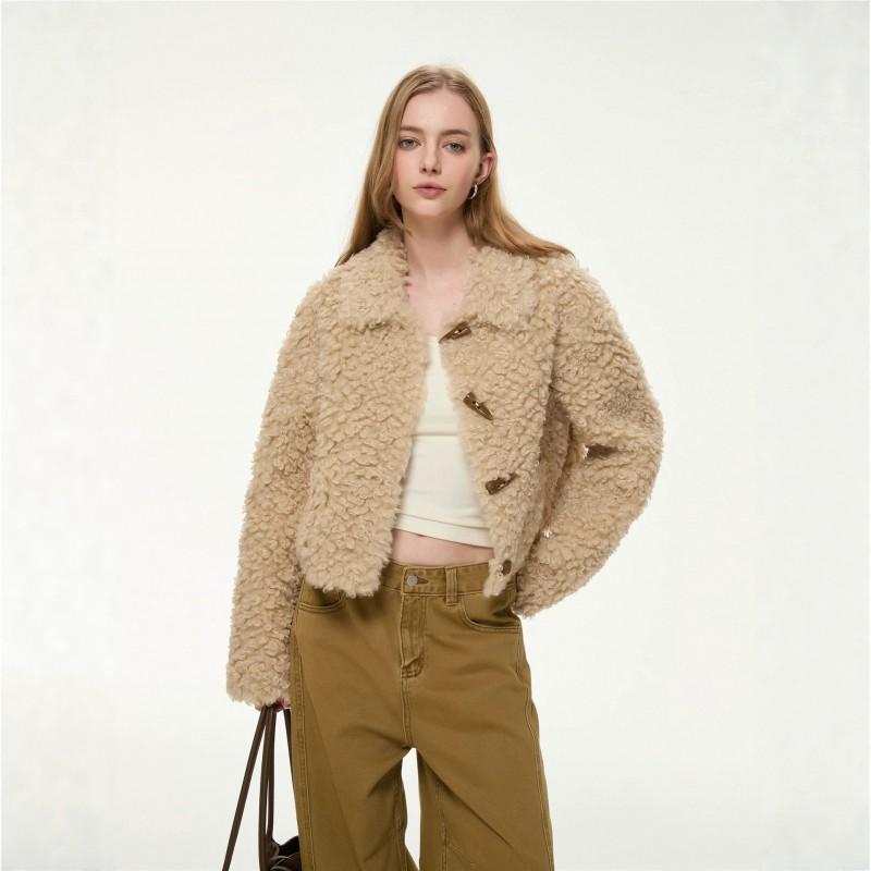 2026 Womens Short Teddy Fleece Coat Faux Fur Winter Casual Jacket Petite Ladies