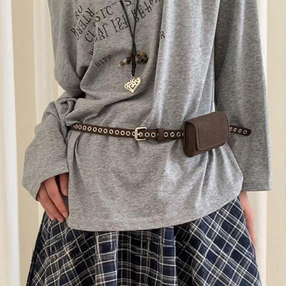 PU Belt Waist Bag Suede Waist Packs Mini Women Belt Bag  Outdoor