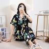 Cotton and silk pajamas women's spring and summer short-sleeved large-size suit spring and autumn thin cartoon printed loungewear