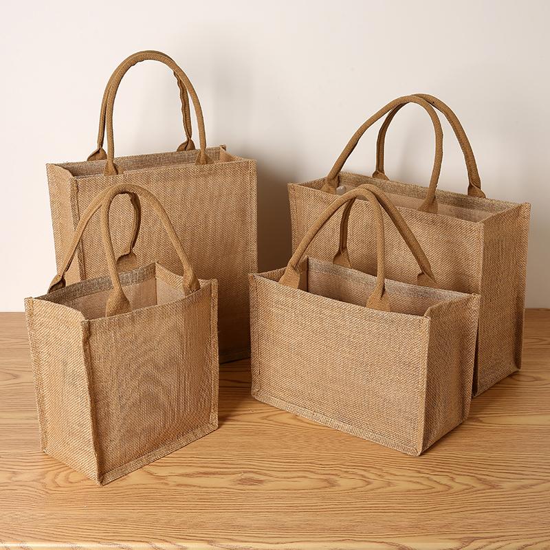 Waterproof jute bags, large capacity jute bags, hand-held bags, fashionable and simple shopping bags