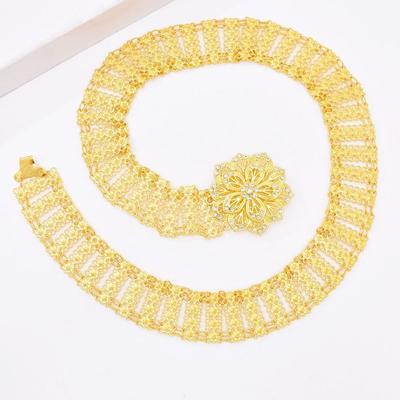 Hollow Out Ethnic Style Belt Rhinestone Gold Bridal Belt  Festival Accessory