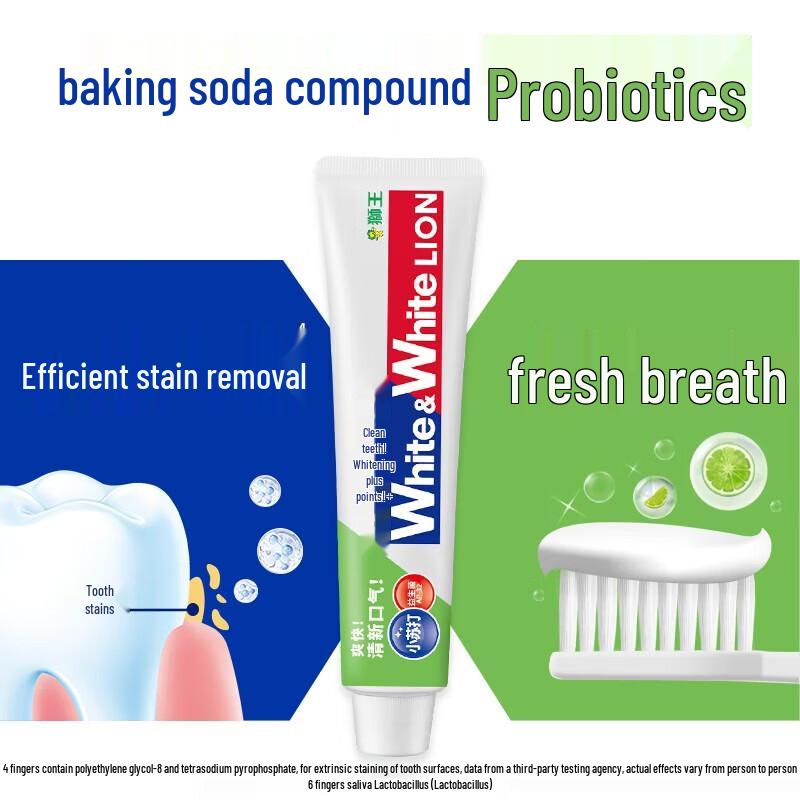 Lion WhiteWhite Baking Soda Probiotic Toothpaste (4-Pack)