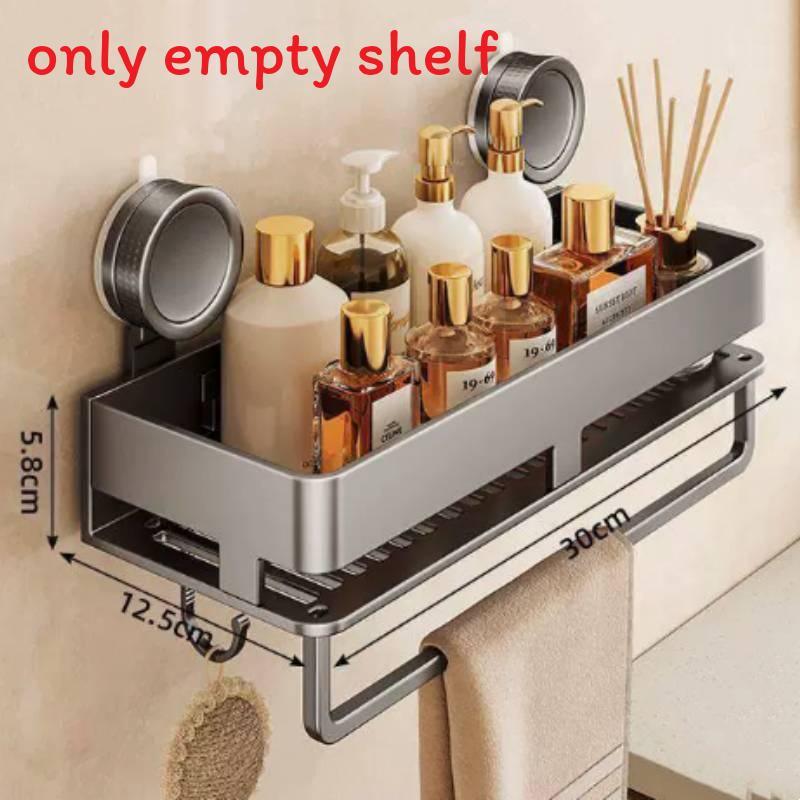 Modern Minimalist Suction Cup Bathroom Shelf With Hooks For Home Organization