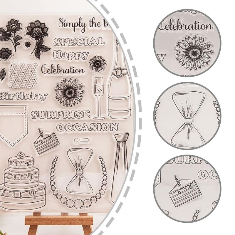 Birthday Celebration Clear Silicone Stamp Scrapbooking Silicone Stamp for Birthday Card Making, Photo Album Decoration