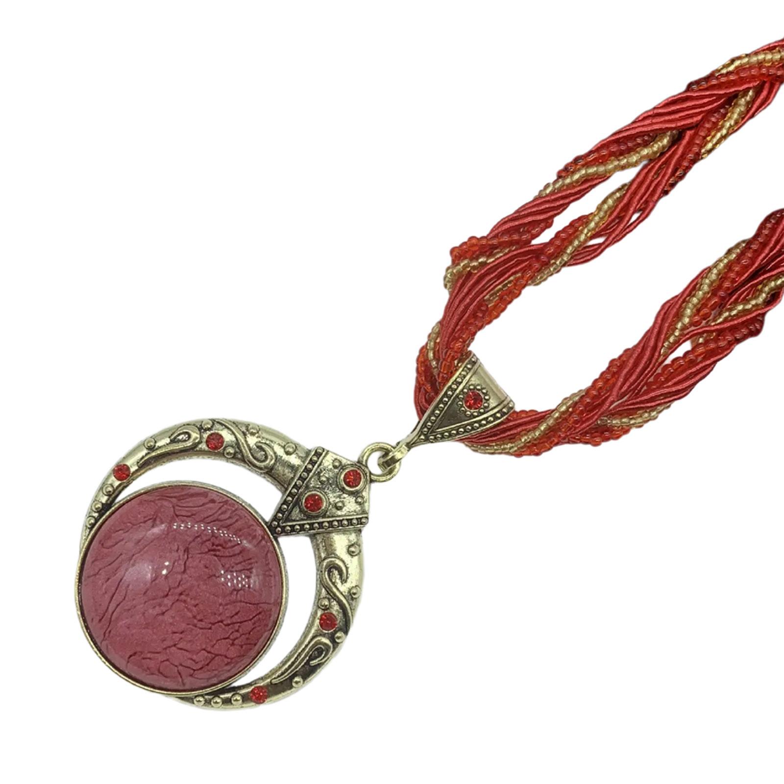 

Короткое богемное элегантное ожерелье с художественной бисерной вышивкой, ювелирный аксессуар для пляжных вечеринок и повседневной носки красный