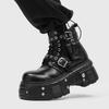 Street Punk Thick-soled Martin Boots Men's Cool Drag Diablo Subculture Fashion Boots Metal Buckle Boots-H