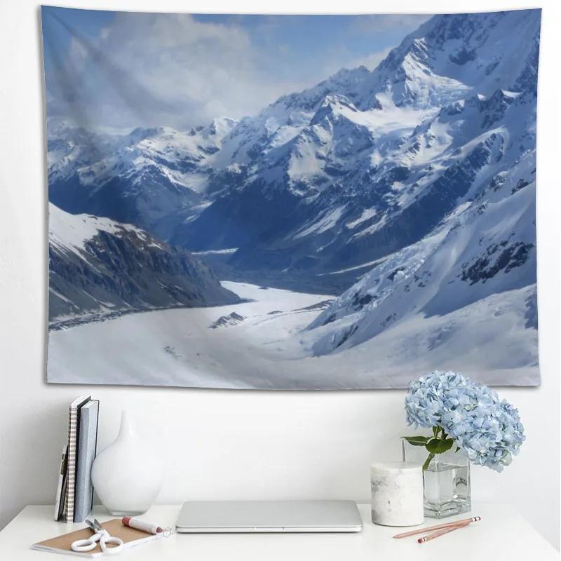 Hot Sale Custom High Quality Snow Wall Hanging Hd Landscape 3D Printing Digital Printing Home Decoration Tapestry