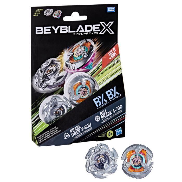 Beyblade X Dual Pack Gill Shark 4-70O et Pearl Tiger 3-60U, Toupie de combat, dès 8 ans