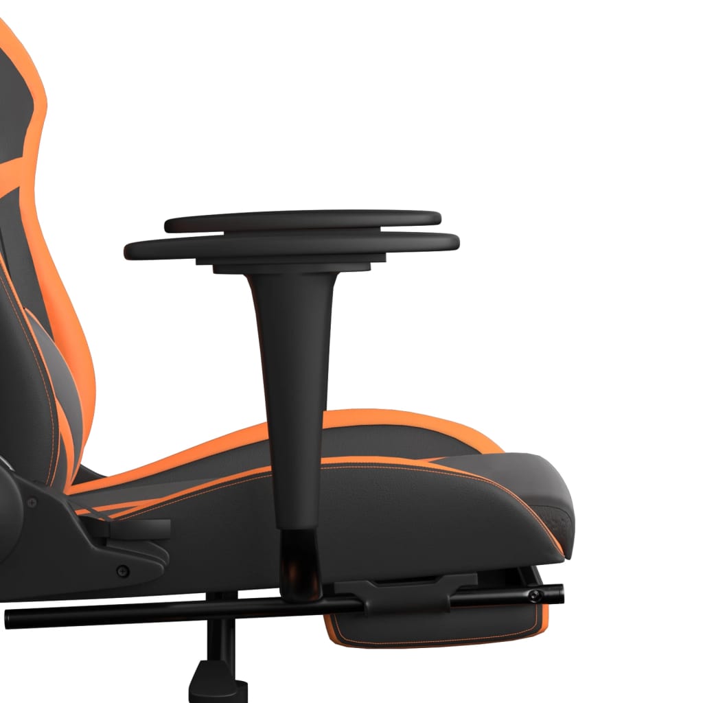 Gaming Chair with Massage Function and Footrest Black & Orange Faux Leather