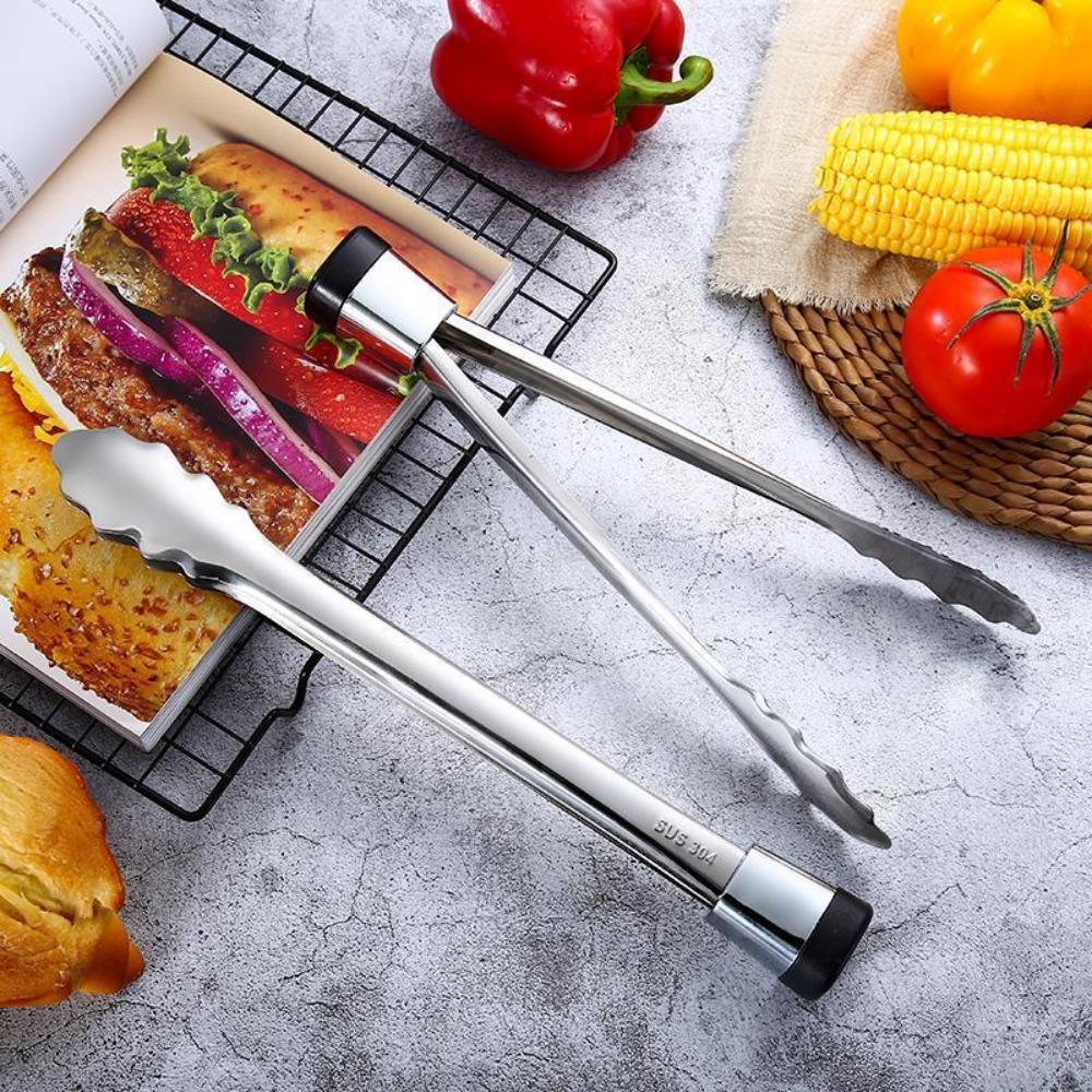 

Щипцы для еды из нержавеющей стали, устойчивые к нагреванию, многоцелевой зажим для хлеба, вертикальный зажим для барбекю на открытом воздухе S