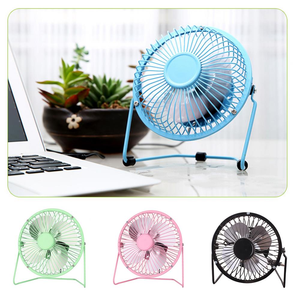 USB-Lüfter 4 Zoll Tragbarer USB-aufgeladener Metall-Leiser Tischkühlventilator Heim-Büro Luftkühler