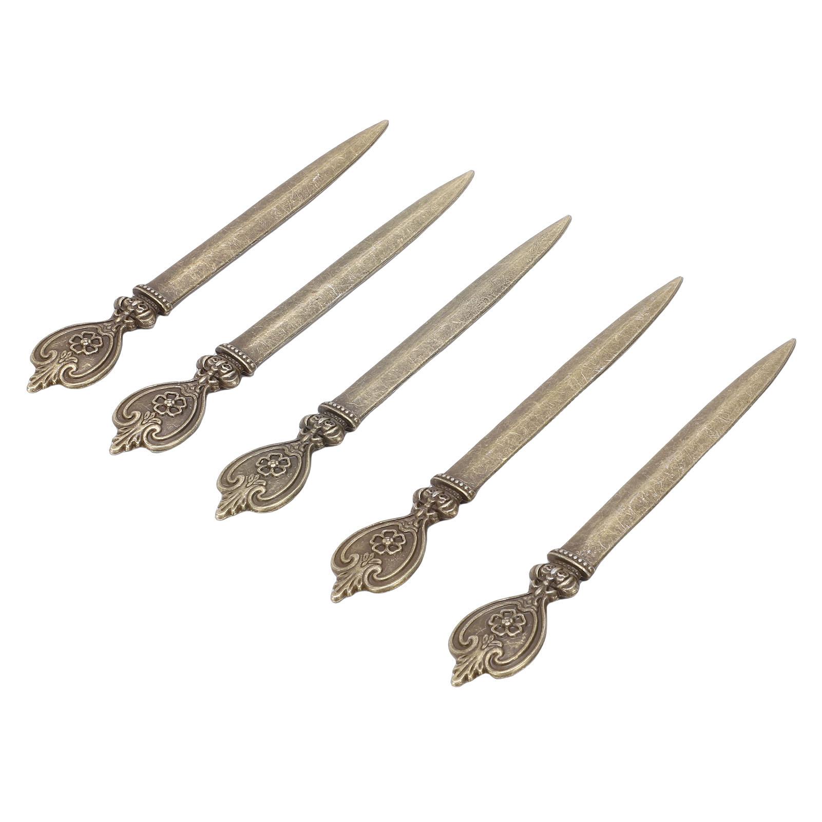 

5Pcs Letter Opener Retro Envelope Slitter Lightweight Zinc Alloy Mail Opener for Home School Flower Pattern
