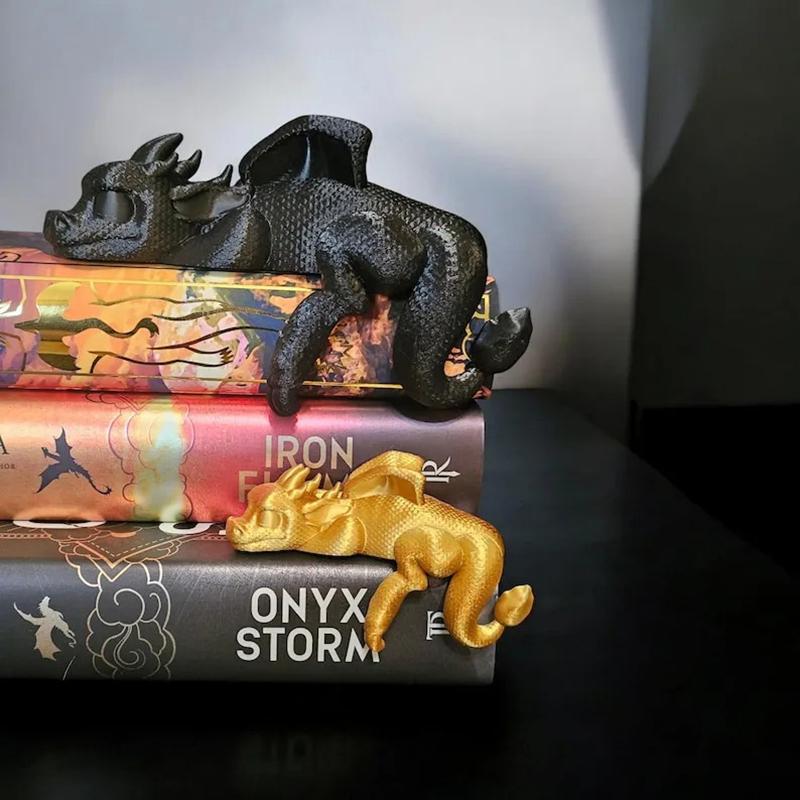 Dragon Bookends Sleeping Dragon Bookshelf Decor 3D Print Sleeping Dragon Bookshelf Sitter Dragon Figurine For Bookshelf Vintage