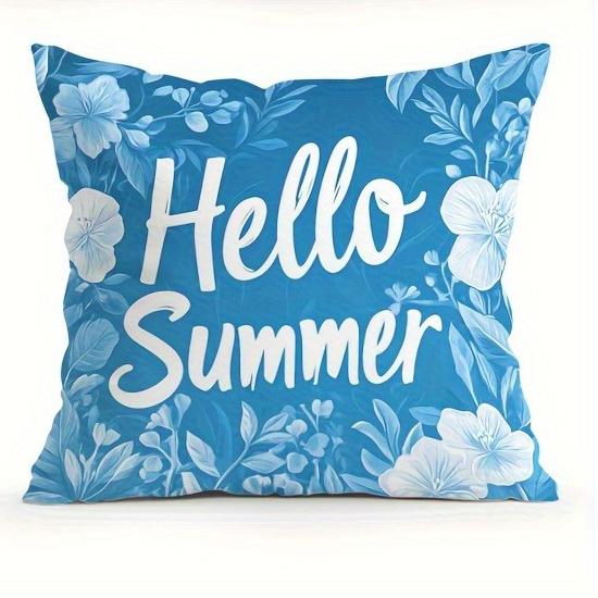 

Summer Beach Theme Blue PillowcaseSuitable for sofa car bedroom decorative cushion cover pillow cover 16x16Inch