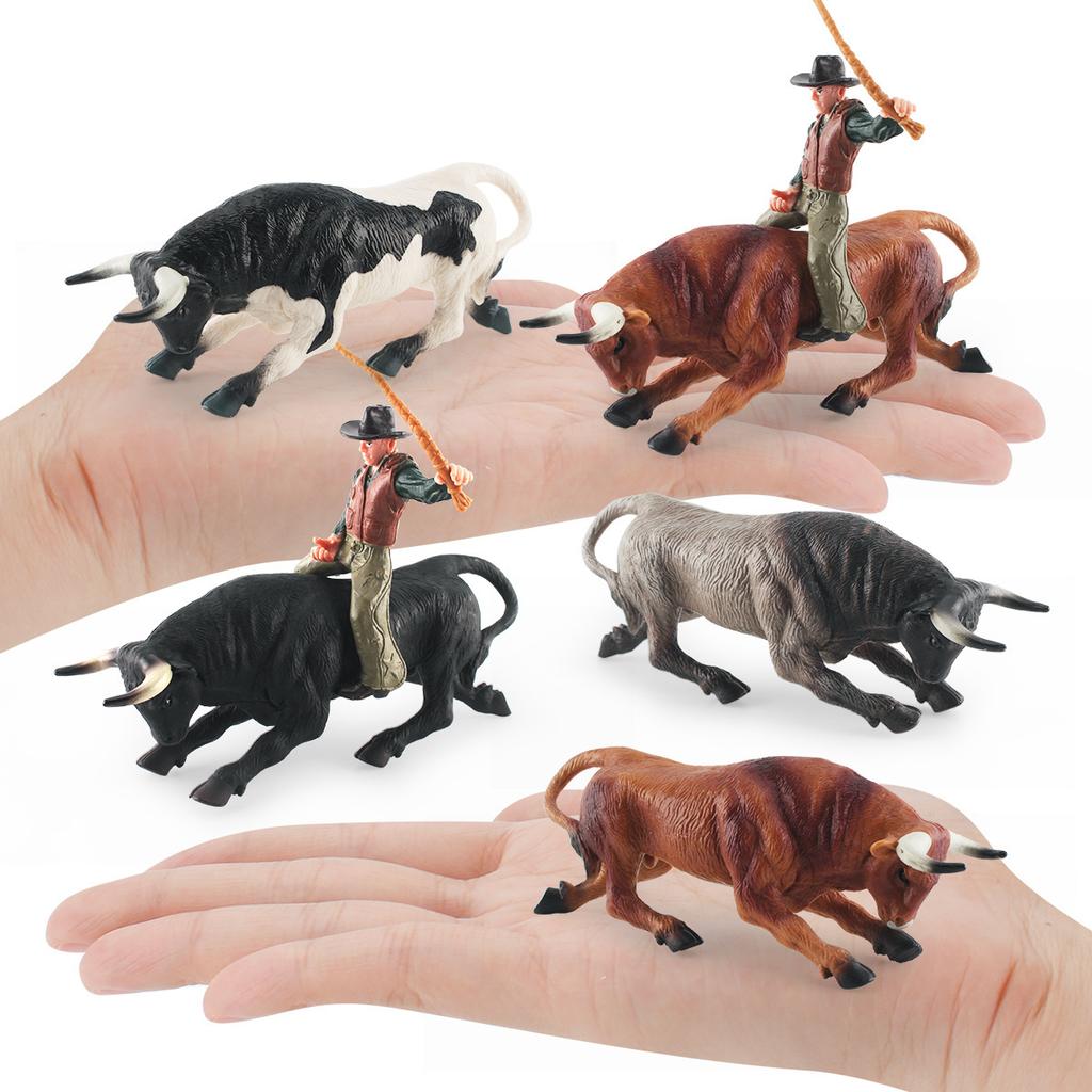 Simulation Spanish Matador Set Static Model North African Bison Bulltamer Solid Static Ornament Toy