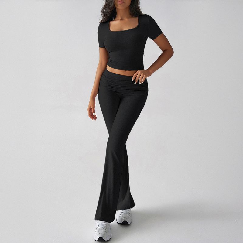 Spring 2025 Summer Cross-Border European and American Foreign Trade Women clothes Blazer Solid Navel T-shirt Long Pants Two-piece Suit
