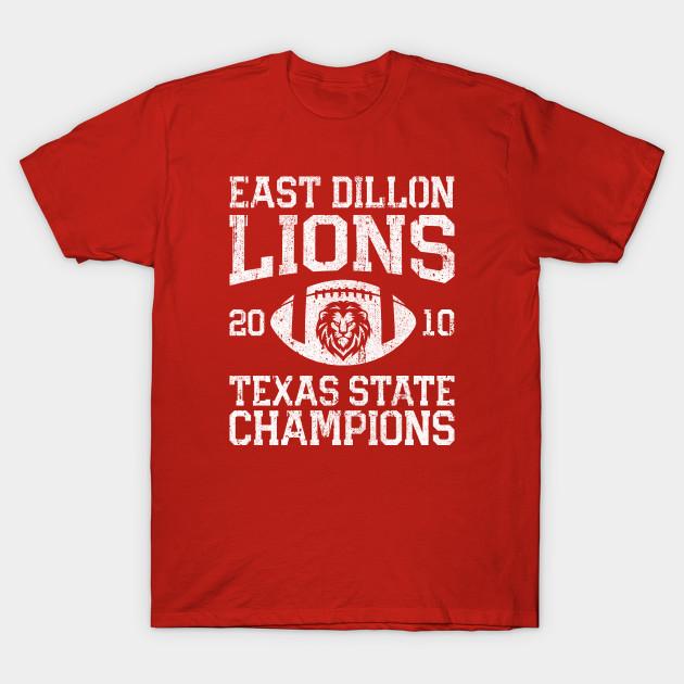 

Men Black Print T-shirt East Dillon Lions Texas State Football Champions No-Cut Transfer Paper Print Cotton Tshirt 4XL червоний
