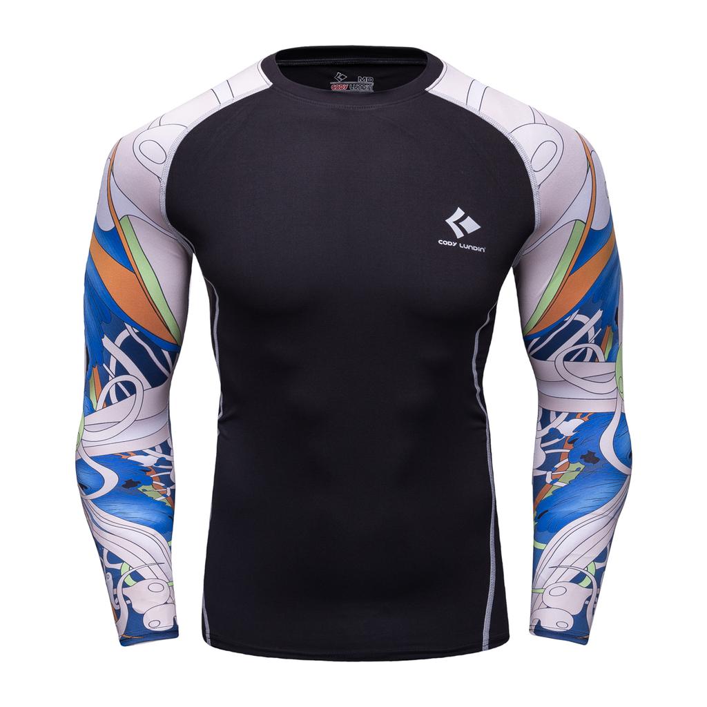 Cody Lundin Polyester Spandex 3d Print Compression T Shirts Sublimated MMA Rash Guard Surf Long Sleeve Boxing Gym Fitness Tops