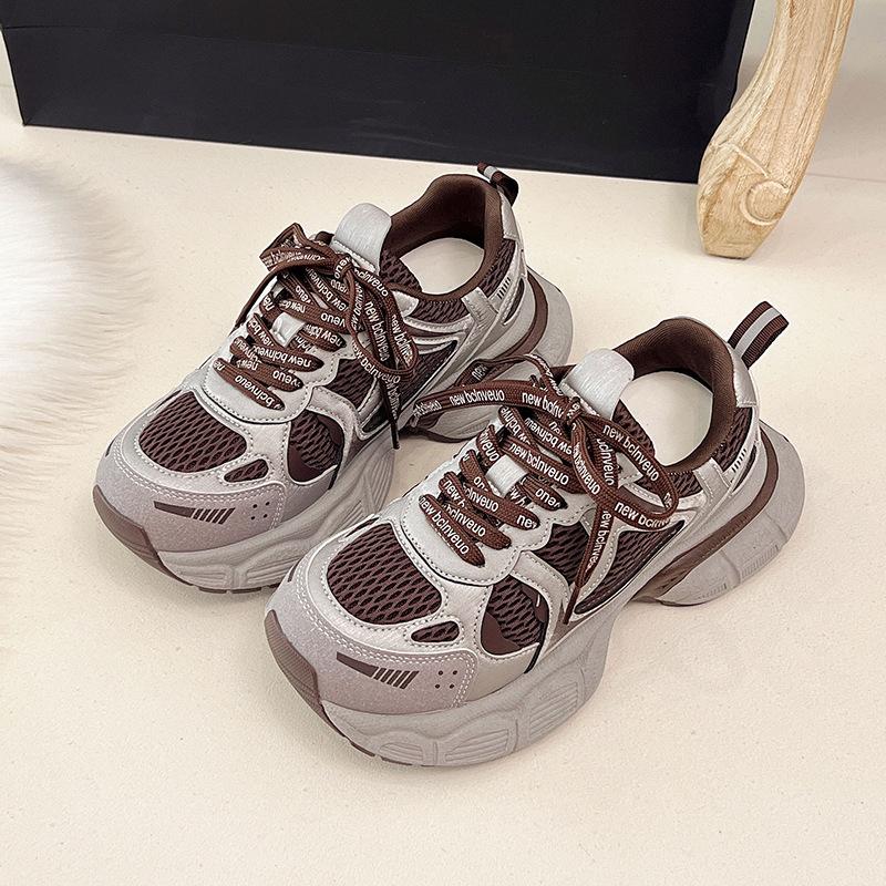 

Fashion Women s Chunky Sneakers Spring Autumn Retro Platform Casual Shoes Comfortable Lace Up Sport Shoes Lightweight Walking Sneakers 35 коричневый