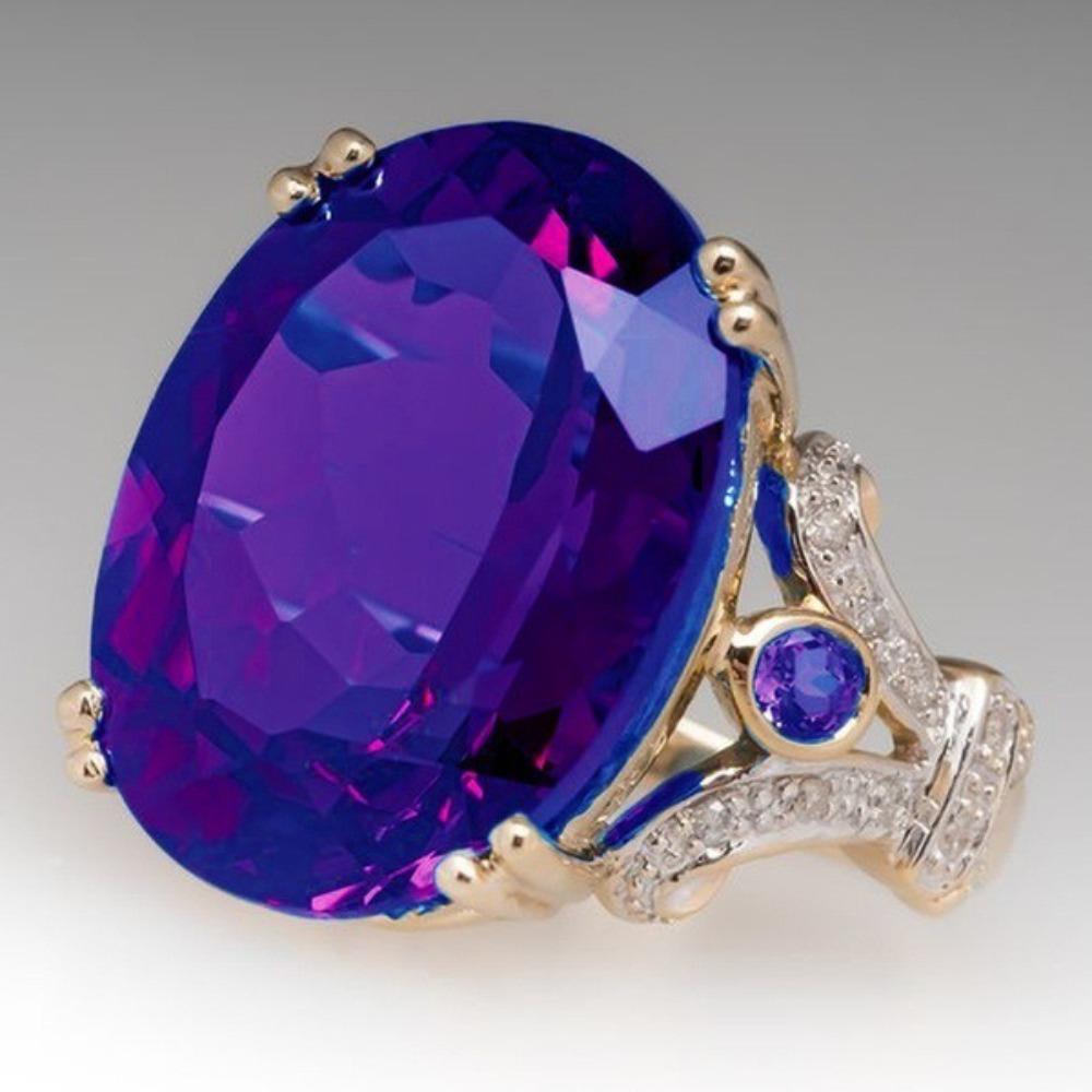 Elegant 18k Gold Plated Oval Engagement Ring for Women Fashion Wedding Proposal Jewelry