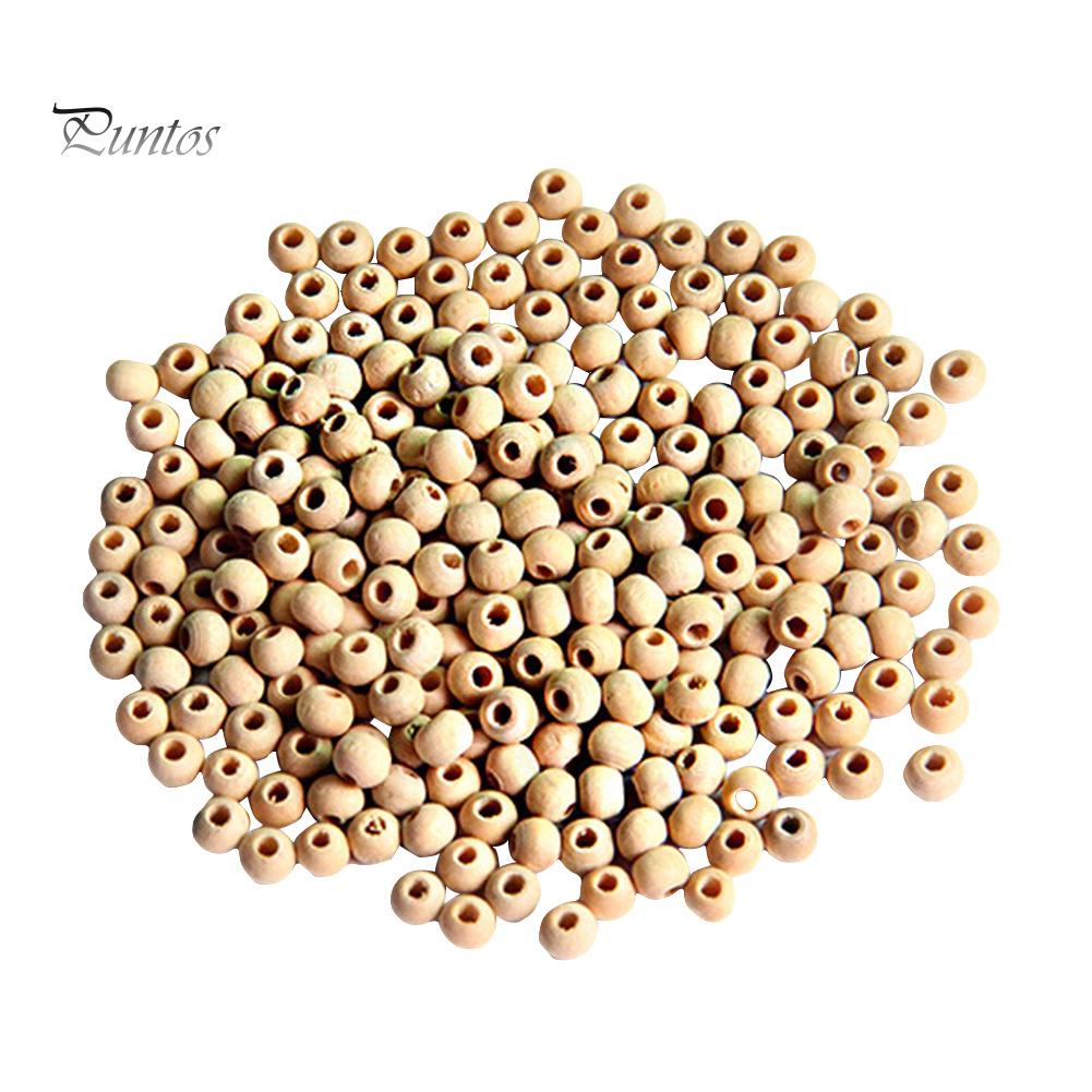 Puntos DIY 100Pcs Natural Wood Round Ball Spacer Beads Craft Jewelry Clothes Decor