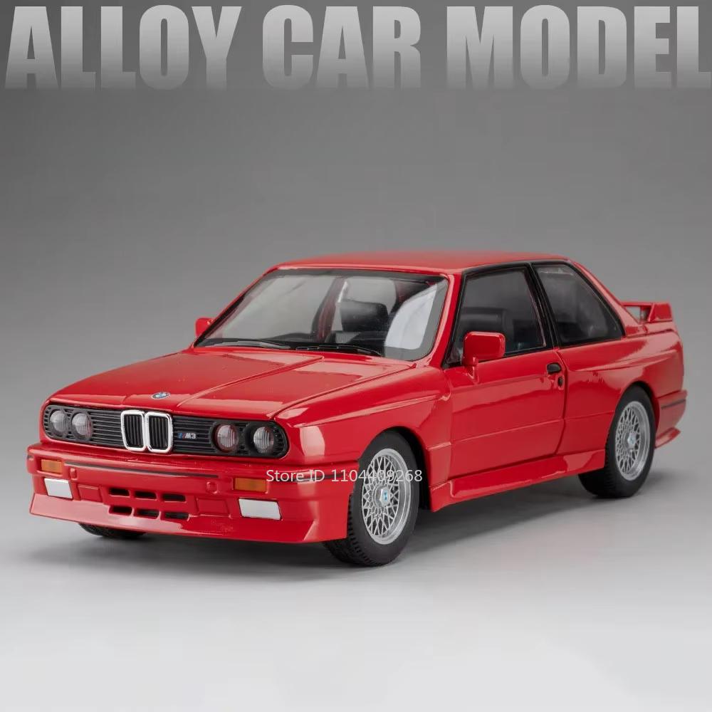 Scale 1:24 M3 M4 Toy Car Model Alloy Diecast Rubber Tires Doors Opened Miniature Light Sound Vehicles Models Kids Holiday Gifts