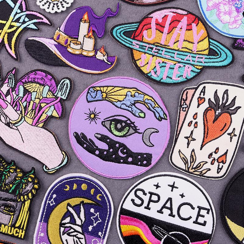 Magic Witchcraft Patch Iron On Patches For Clothing Thermoadhesive Patches On Clothes Angel Moon Embroidery Patch For Clothes