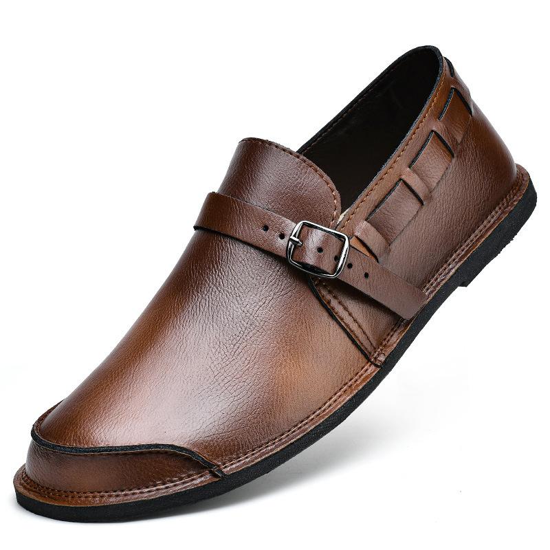 Frühling und Herbst Herren Übergröße 45 Sätze Füße faule Freizeitschuhe 46 Rindsleder weichsohlige Schnalle Lederschuhe 47 modische Slipper