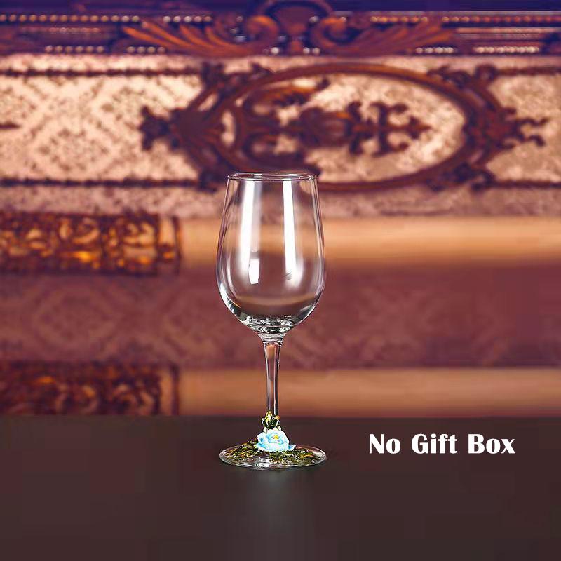 Superior Enamel Peony Glass Crystal Champagne Cup Set Goblet Glasses Glasses of Wine Wineglass Luxury Glass Cups Vintage Whiskey