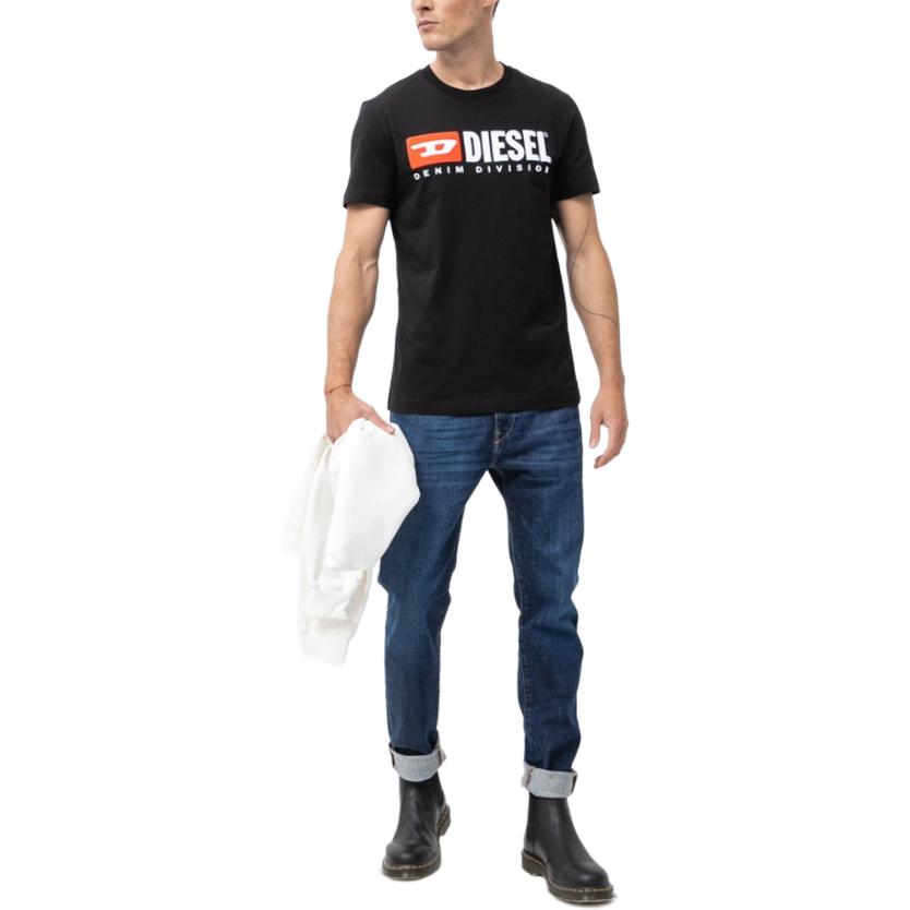 Diesel Logo Embroidered Short Sleeve T-Shirt Men tops Black A037660AAXJ9XX