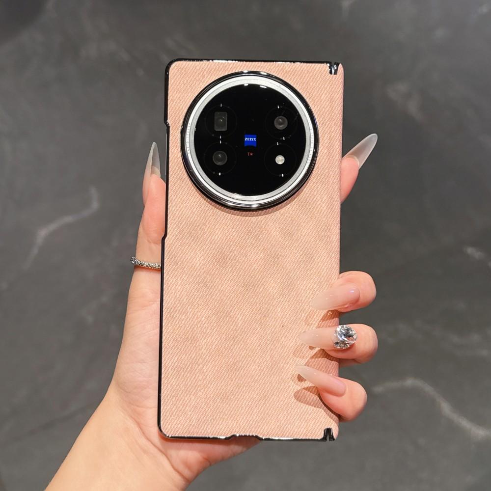 For VIVO X Fold 5 Case Luxury PU Leather Skin Magnetic Wireless Charging Protect Back Cover Case For VIVO X Fold 5 3 Pro Shell vivo X Fold3 Pro розовый